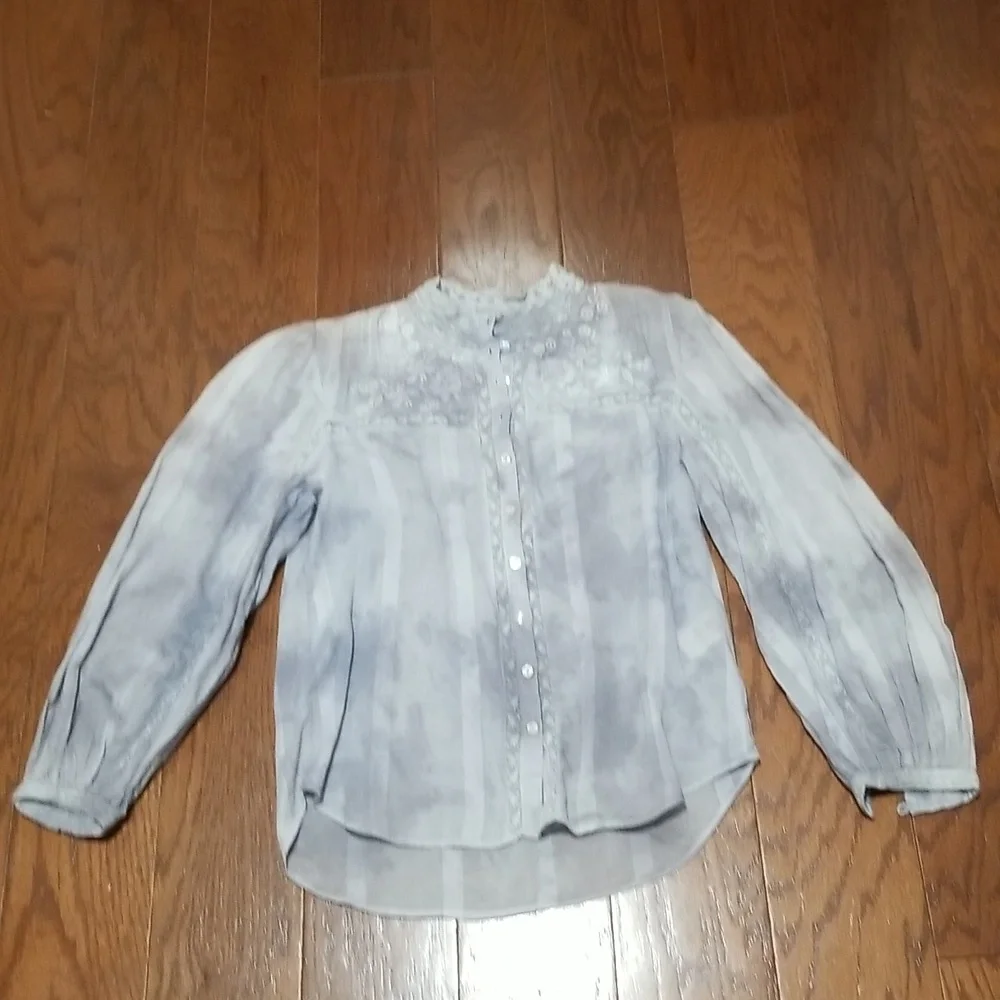 LoveShackFancy Ronda Top in Washed Denim sz xs NWT - Picture 3 of 12